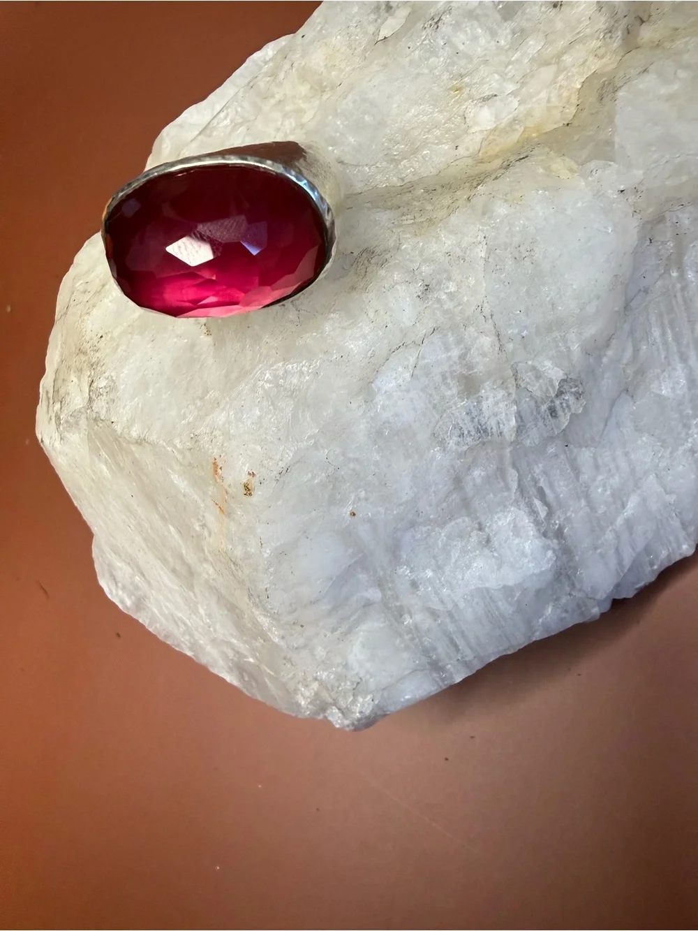 Ippolita Silver Ring with Deep Pink Oval Gemstone